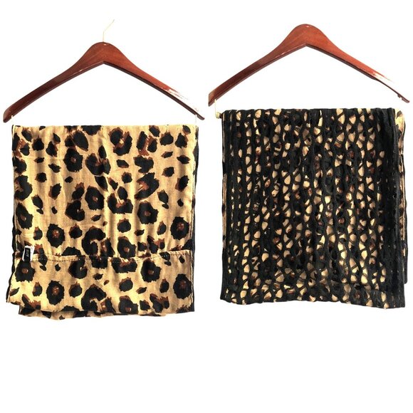 APT 9- DOUBLE SIDED ANIMAL PRINT / BLACK KNIT INFINITY SCARF - Picture 1 of 4